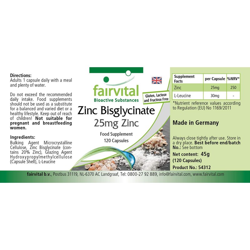 Fairvital High Dose Zinc – 25 mg Zinc from Zinc