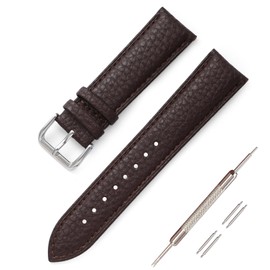 Jumpsunfun Leather Watch Strap 20mm, Genuine Leather Watch Band for Men and Women Dark Brown