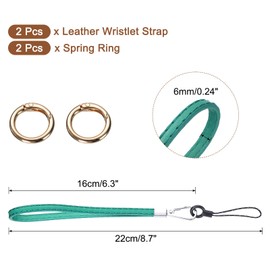 sourcing map 2 Pcs Smooth Leather Wristlet Strap, Prevent Drop Wrist Lanyard Straps for Clutch Cellphone Keychain Wallet Purse (Green)
