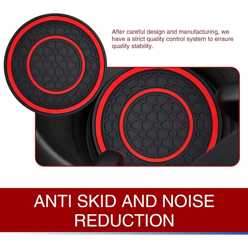 2PCS red car cup holder coaster - non-slip shockproof plastic