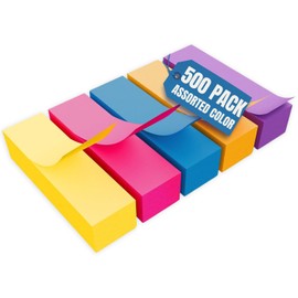 1InTheOffice Page Markers, Colored Sticky Tabs, Sticky Note Tabs, Sticky Page Markers 1/2" Size, 500 Flags/Pack
