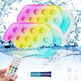QOLNBY Pool Lights, Rechargeable Submersible LED Lights with Remote, Rechargeable IP68 Waterproof Underwater Lights, 16 Color Changing Pool Lights forInground Pool,Bath,Pond -2 Pack