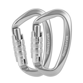 Carabiner 12KN Auto-lock BRAVESHINE Load Capacity 1,200 kg Locking Carabiner D-Ring Lightweight Hammock Tarp Camping Load Hook Dog Leash Multi-functional Set of 2
