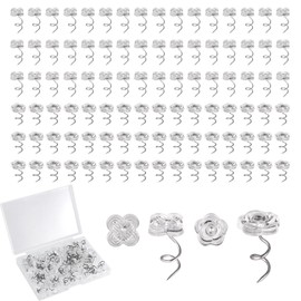 100pcs Bed Skirt Pins, 0.43 Inch Twist Pins with Clear Heads Upholstery Tacks Headliner Pin for Slipcovers and Bedskirts Holders (Four-Leaf Clover, Rose)