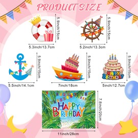 6 Pcs Cruise Door Decorations Large Happy Birthday Cruise Door Magnet Mode Ship Steering Wheel Life Preserver Ring Car Fridge Magnet Decal for Summer Stateroom Carnival Birthday Party, Colorful