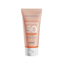 Ésika Triple Acción Max Protector Solar Facial Antimanchas con Color Claro FPS 50 50 ml, Protector Facial con Vitamina C, Ayuda a Unificar el Tono y Proteger la Piel