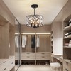 lobolighting Black Crystal Pendant Light, 3-Light Modern Chandelier, 11'' Round