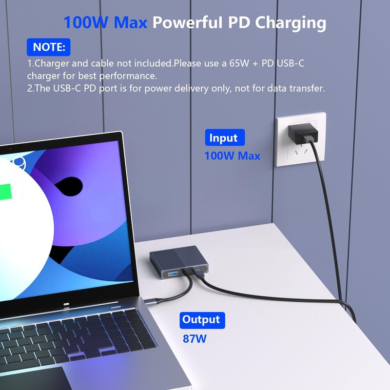 USB C to Dual HDMI Adapter for 2 Monitors, 4-in-1