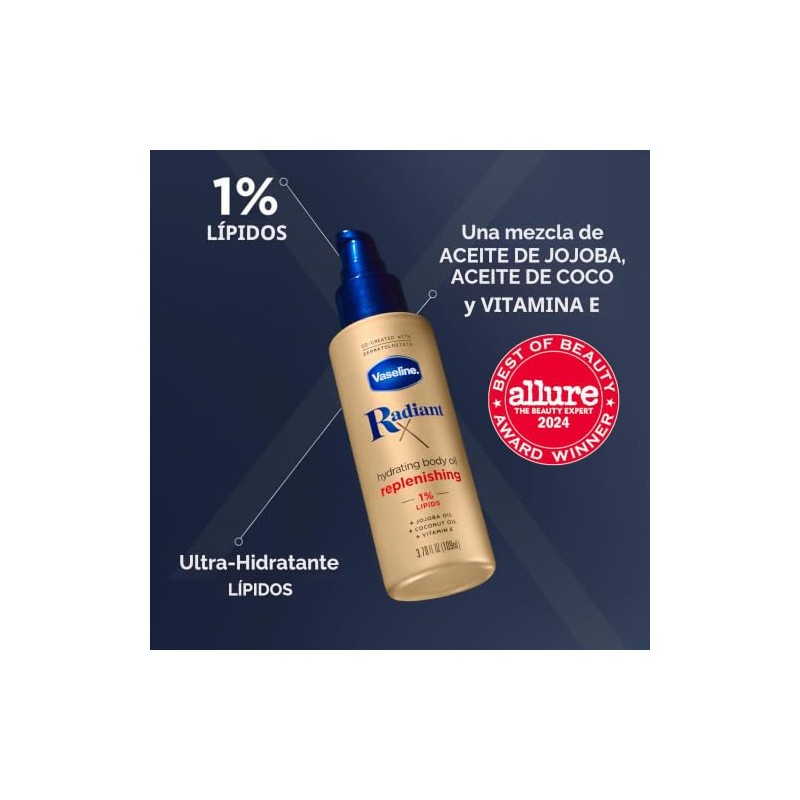 Vaseline- Aceite corporal hidratante y reparador Radiant X con 1