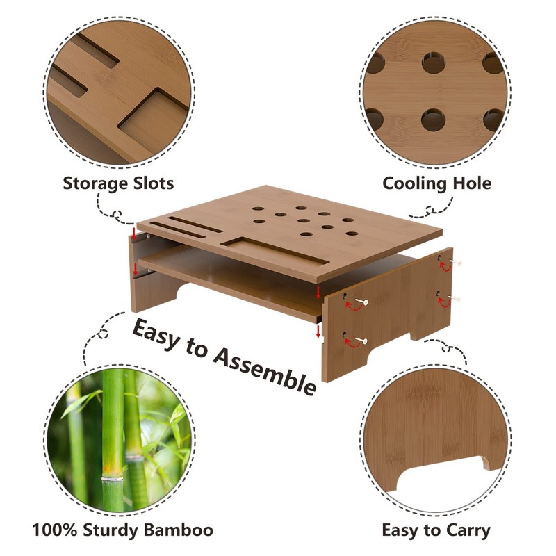 Monitor Stand Riser with Storage Organizer Desktop with Cooling Holes