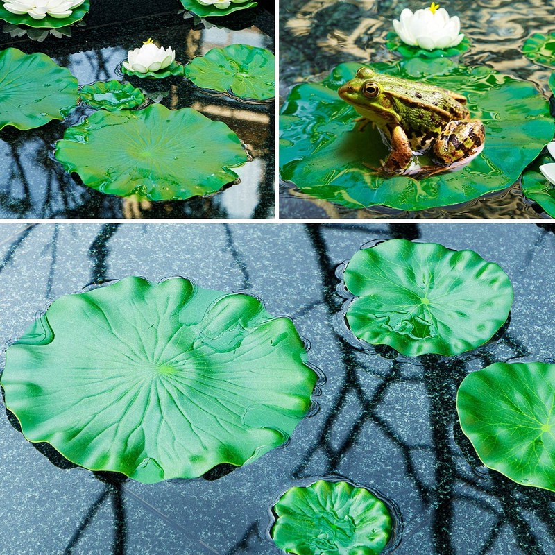 FFNIU 12Pcs Lily Pads for Ponds, Artificial Floating Foam Lotus