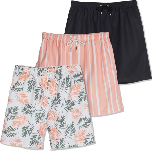 Real Essentials 3 Pack Mens Swim Trunks Shorts Men Short