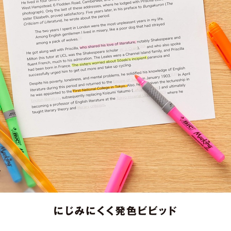 BIC Japan MHL8UNT Highlighter Marking Highlighter Grip Set, 8 Pieces,