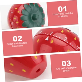 SHOWERORO Fruit Shape Mechanical Countdown Timer for Home Baking Cooking Adorable Strawberry Design Safe Kitchen Timer for Management Habit Training