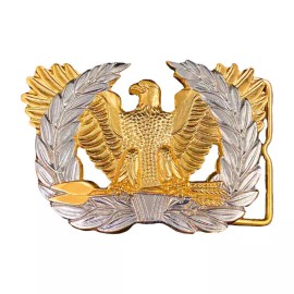 US Military Army Warrant Officer Eagle Rising Silver & Gold Tone Belt Buckle