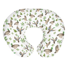 Wild Ducks Green Leaves Baby Nursing Pillow Covers for Boy Girl Green Mallard Ducks Nursing Pillowcase for Breastfeeding Pillows Duck Hunting Animals Soft Stretchy Slipcovers for Newborn Infant