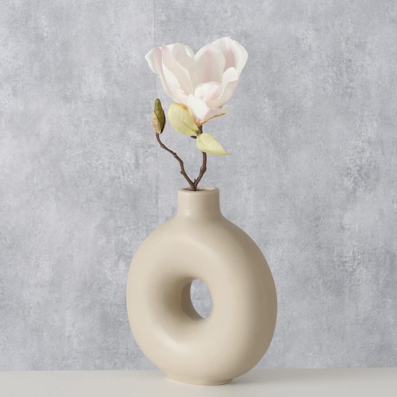 Boltze Lanyo 2024829 Vase Set (Beige, Ceramic Flower Vase, Round
