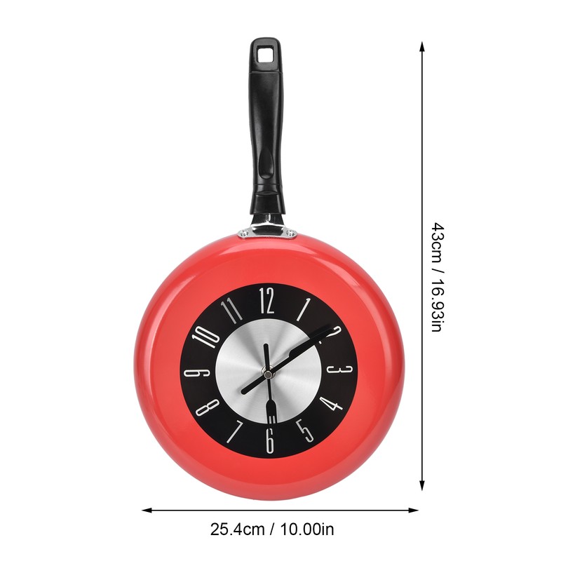 Frying Pan Wall Clock Aluminum Kitchen Pot Decorative Hanging Clocks