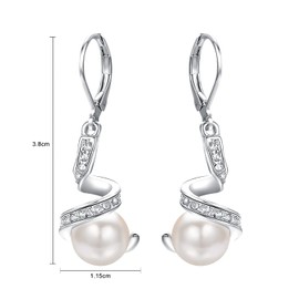 Vissen Women's 18 K Gold-Plated Cubic Zirconia Earrings Hoop Earrings Pearl Fashion Jewellery, Cubic Zirconia, No Gemstone