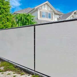 Amgo Custom Made 4' x 9' Grey Fence Privacy Screen Windscreen with Bindings & Grommets, Heavy Duty for Commercial and Residential, 90% Blockage, Cable Zip Ties Included (We Customize)