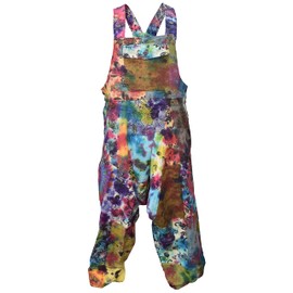 Gheri Mens Loose Fit Patchwork Printed Cotton Harem Dungarees Tie Dye Marble Medium