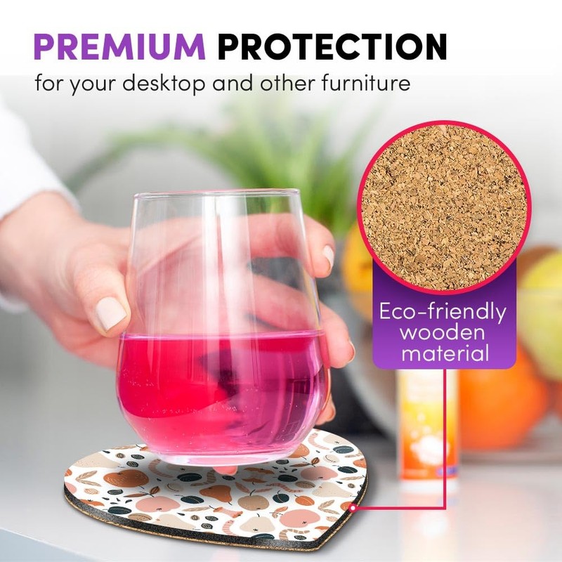 2 x Heart Coasters - Organic Waste Pattern Earth Science