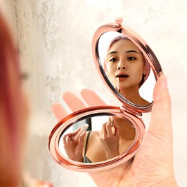 TOVINANNA Compact Mirror for Purse - Small Pocket Makeup Mirror 2.75" Double Sided, Cosmetic Magnifying Mirror for Women - Round Foldable Portable Mirror for Travel