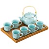 KEYDUACU Japanese Tea Set, Celadon Ceramic Tea Set, Plum Blossom