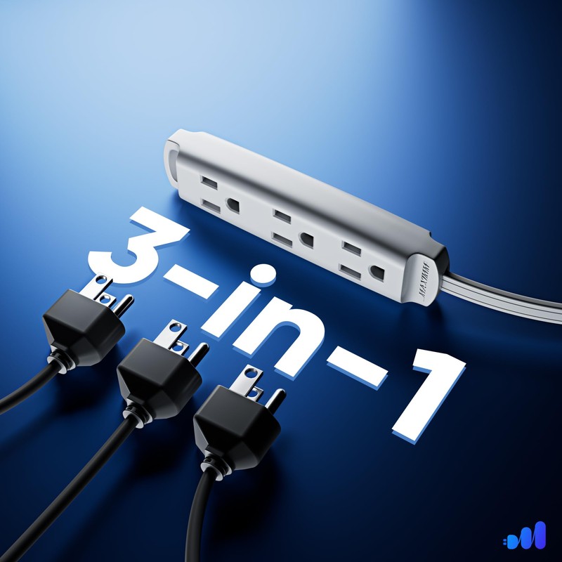 Maximm 25 Ft White 360° Rotating Flat Plug Extension Cord