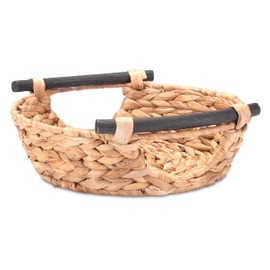 Decorasian Woven Water Hyacinth Storage Basket with Handles - Gift Basket or Empty Gift Basket - Ideal Gift Baskets from Large to Small - 27 cm