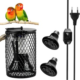 KBIBCK Reptilien Wärmelampe mit Schutzkorb, 2 Stück E27 Keramik Wärmelampe mit Lampensockel Halter, Wärmelampes Schildkröten, Einstellbare Temperatur für Reptilien,Schildkröte,Eidechsen,Schlange (50W)