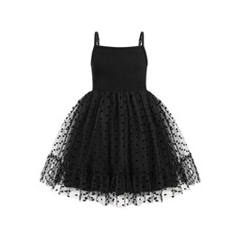 Arshiner Kids Girls Tulle Dress Black Tutu Party Princess Dresses Formal Graduation Outfit Spring Clothes Size 6