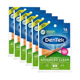 DenTek DenTek Easy Brush Advanced Clean Interdental Cleaners, Standard, 16 Count, 6 Pack