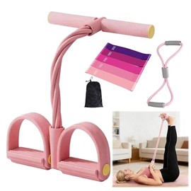 Kit Pilates 5 en 1 Profesional para Mujeres - Bandas Elásticas de Resistencia + Pedal Estirador de Tobillo de 8 Tubos | Tensor de Tobillo Ajustables para Fitness/Yoga/Gym/Hogar