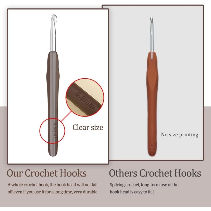 6 mm Crochet Hook, Ergonomic Handle for Arthritic Hands, Extra
