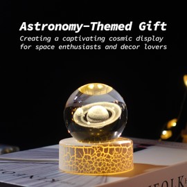 PETMIMIXD 3D Saturn Crystal Ball Night Light-Space Model Astronomy Gift for Christmas,Birthdays,Kids Room Decor, Planets Universe Globe Astronomy Gifts for Kids & Adults