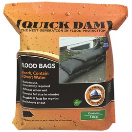 Pack of 6 Quick Dam Sandless Sand Bags 600mm Self Inflating No Sand Required! by Quick Dam