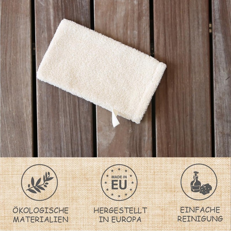 sositex | Wash Mitt, 14 x 25 cm, Premium Linen