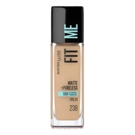 MAYBELLINE Base Maquillaje Fit Me Matte sun beige + Poreless 30ml, matifica y controla el brillo, tiene FPS 22