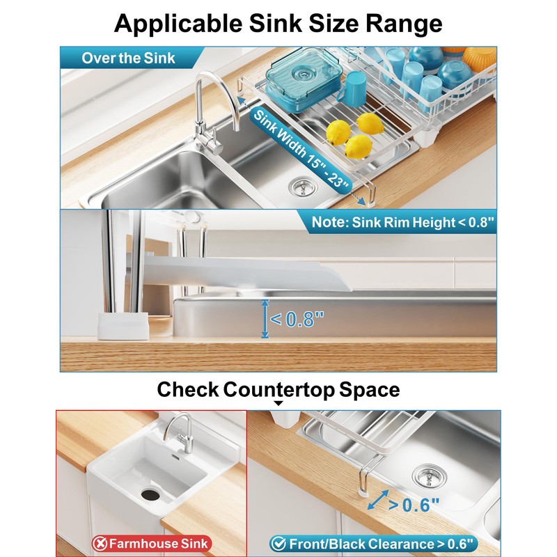 GSlife Large Dish Drying Rack - Extendable 2-in-1 Dish Racks