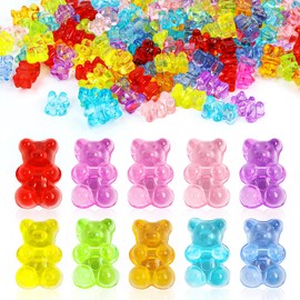 200PCS Clear Acrylic Bear Beads - Vibrant Candy-Colored Gummy Charms for Jewelry Making, Perfect Beads for Bracelets, Necklaces, DIY Crafts & Slime. Adorable Kandi Beads to Spark Creativity!