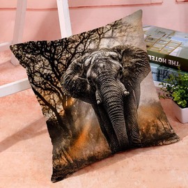 KEIROUTK Elephant Cushion Cover Cushion Covers 45 X 45 Cm African Elephant Pillow Cover Cotton And Linen Pillow Case Cushion Cover For Sofa Outdoor Garden Bed Couch Cushion Cushion Covers 45 X 45