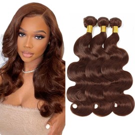 Brown Bundles Human Hair #4 Body Wave Bundles Dark Brown Human Hair Bundle 10 12 14 inch #4 Body Wave Bundle