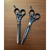 Blue and Black Barber Scissors Set Hair Cutting Scissors, Thinning