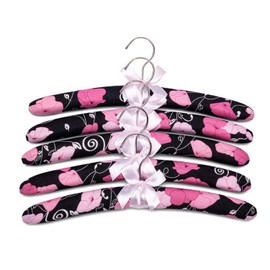 Xiabing 10 Packs Anti-Slip Satin Padded Clothes Hangers with Rotatable Hooks No Shoulder Bump for Women Heavy Sweaters, Coats, Suits (10, Pink)