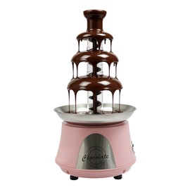 4 Tier Commercial Chocolate Fountain, 120V 180W 2.2LB Capacity, Stainless Steel Tower Chocolates Waterfall Layer, Electric Chocolate Fondue Fountain Machine with Cleaning Brush for Wedding Partie