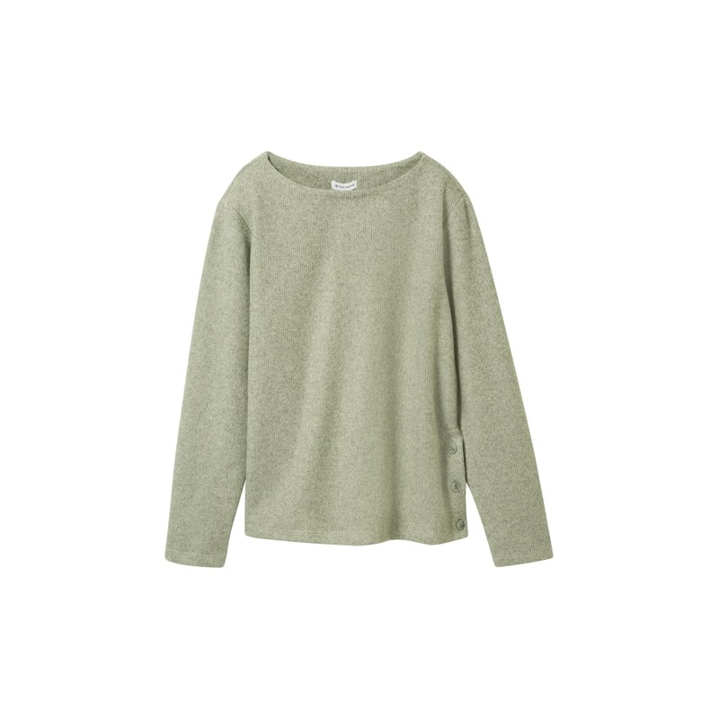 TOM TAILOR Women's RIPP Sweatshirt with Buttons, 36510 - Pure