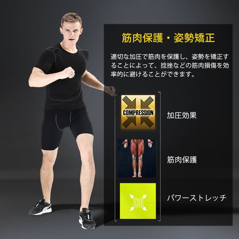 Sillictor Men's Compression Shorts, Sports, Tights, Leggings, Spats, UV Protection,