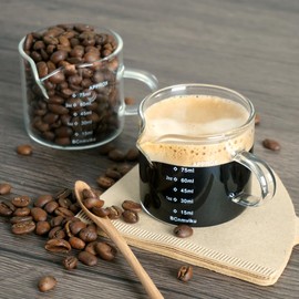 BCnmviku 75ml Espresso Schnapsglas,V-FöRmige AusgießEr Messbecher Glas,Espresso Messbecher FüR Kaffee,Kuhmilch,Cappuccino (1)