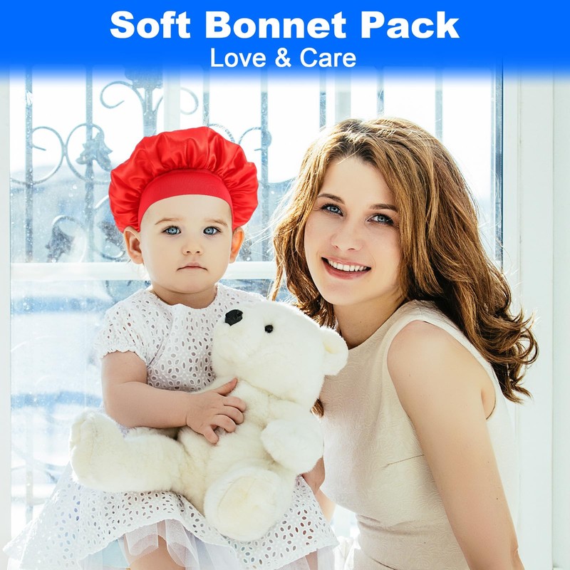 3 Pcs Satin Kid Bonnets Curly Hair Wrap Girl Silk